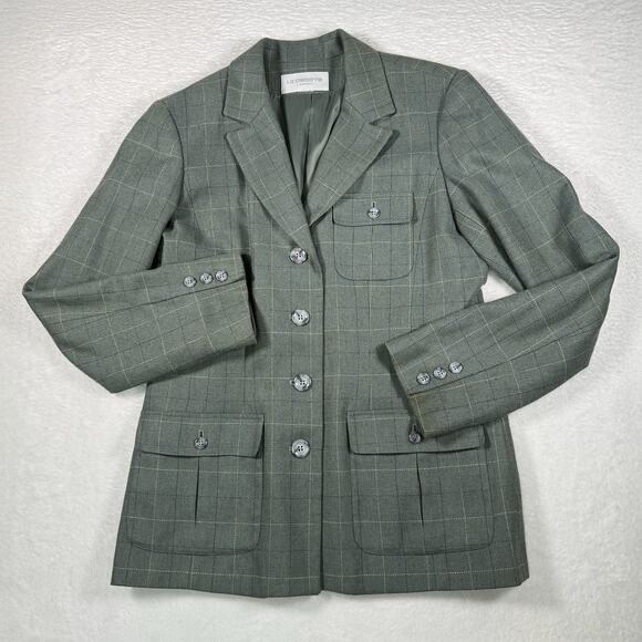 Vintage Liz Claiborne Lizsport Green Plaid Blazer Size Small - Picture 5 of 10